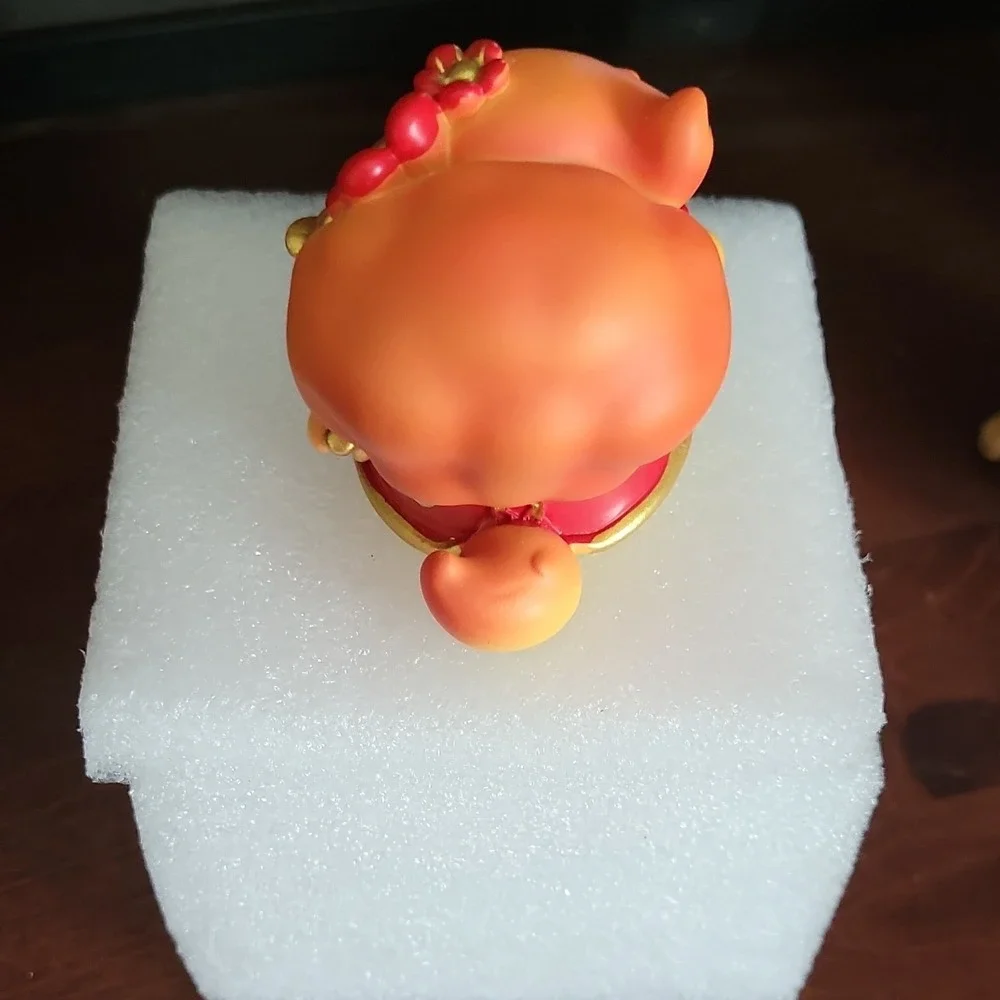 Chinese Collectible Figure with Red Drum, Lantern, Decorative Box